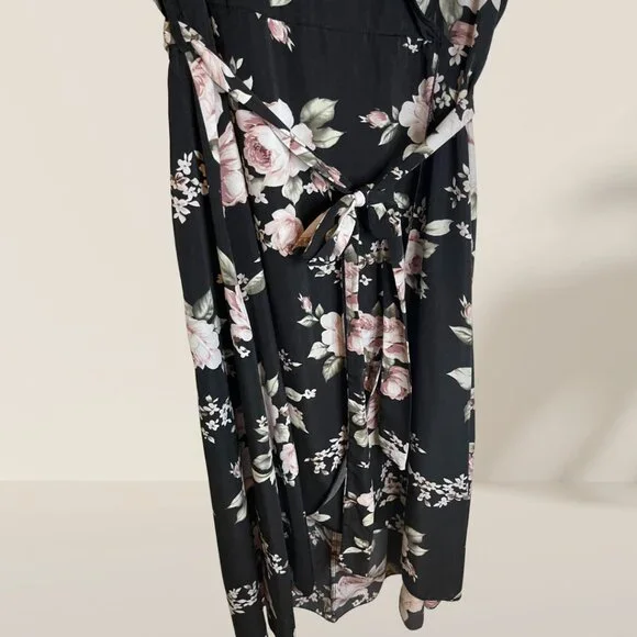 🌸 Milumia Black Floral Wrap Maxi Dress – Women’s 4XL - Picture 4 of 7